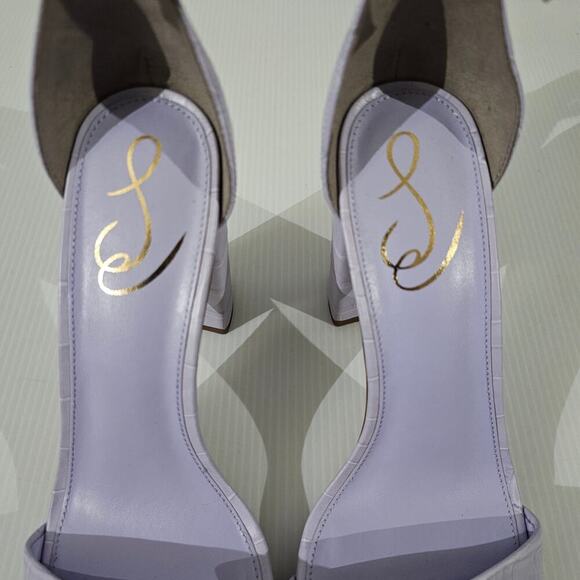 NEW Sam Edelman Yaro Block Heel Sandal Lilac Croc Embossed Leather Size 9.5 - Picture 8 of 13